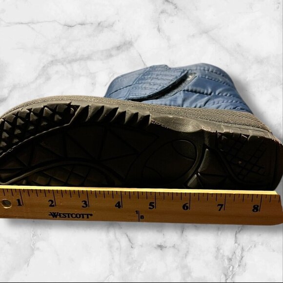 Girls Size 1 Blue Snow Boots With Quilted Upper & Insulated Lining Pull On - Picture 6 of 11